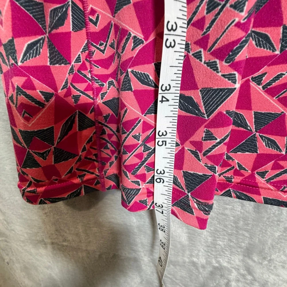 Title Nine Dream Dress Womens Medium Pink Geometric Print Zip Pocket‎ Cap Sleeve